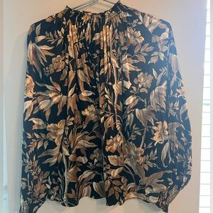 H&M mock neck silk flowy top